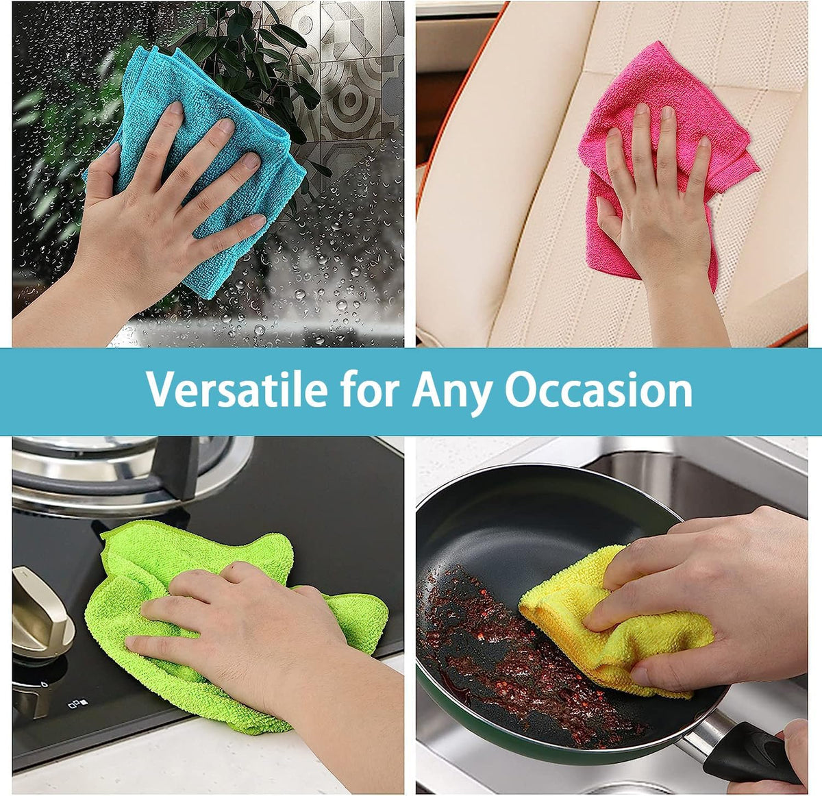 12PK Microfiber Cleaning Cloth, Cleaning Rag for Home, 11.5x11.5in