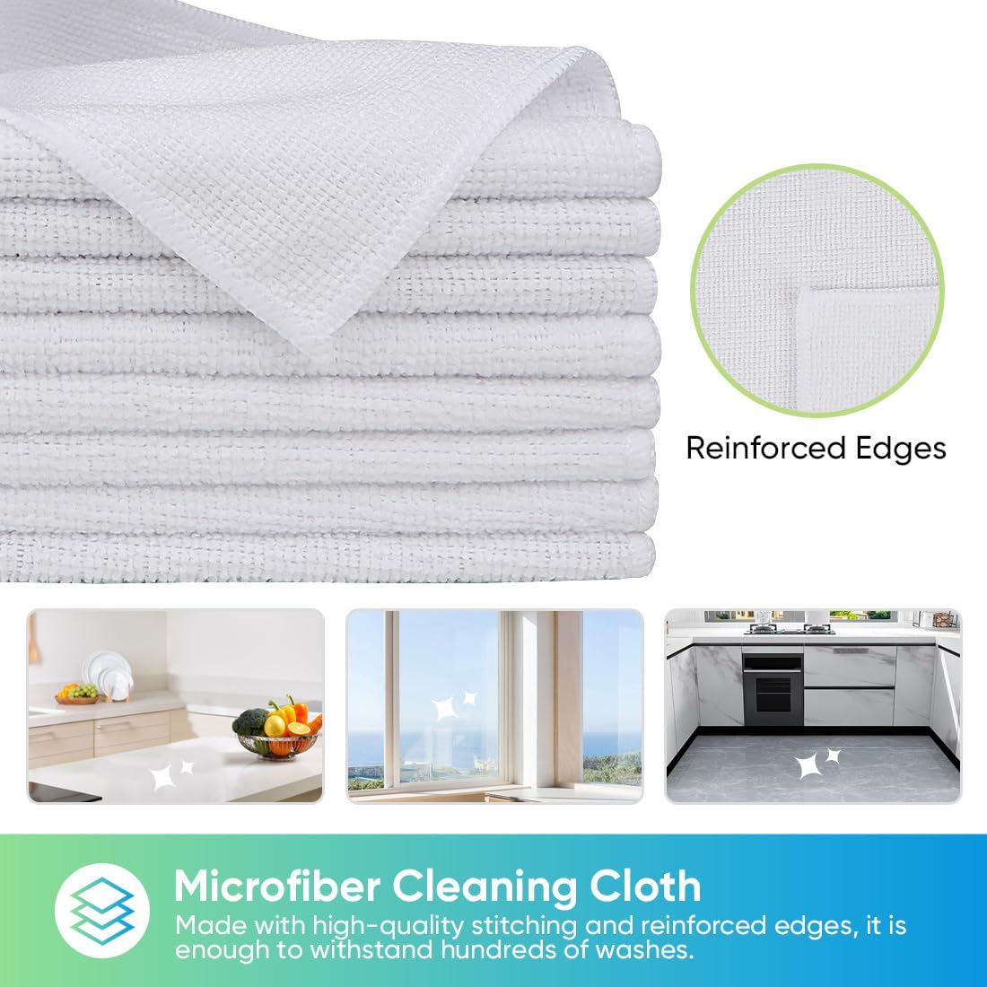 12PK Microfiber Cleaning Cloth, Cleaning Rag for Home, 11.5x11.5in