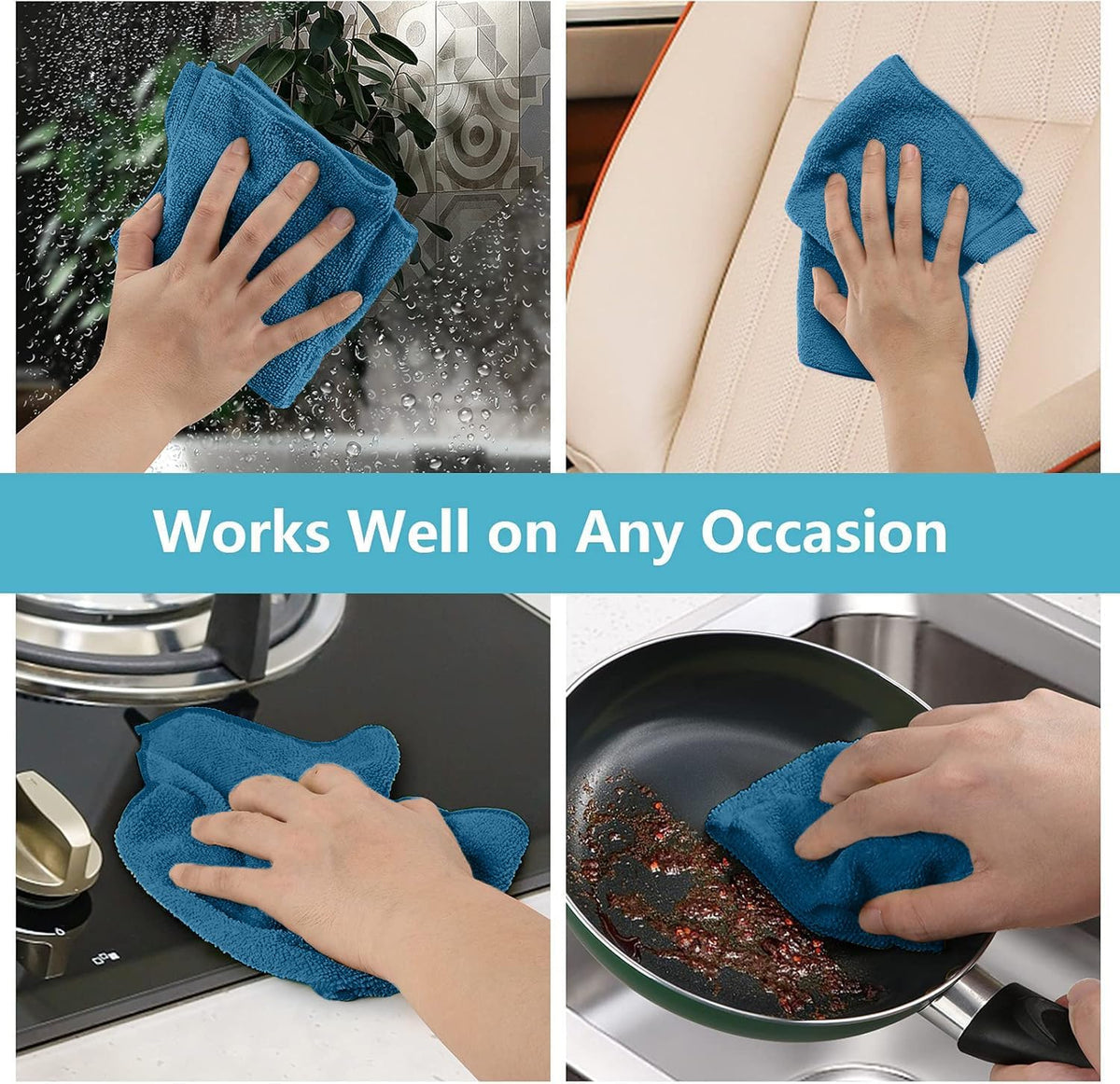 12PK Microfiber Cleaning Cloth, Cleaning Rag for Home, 11.5x11.5in