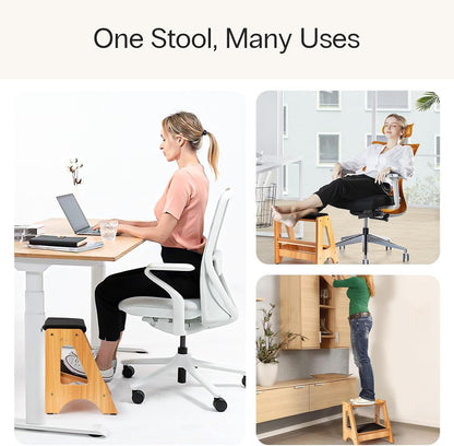 Under Desk Foot Stool, 4 Heights, Removable Cushion, 300 lb