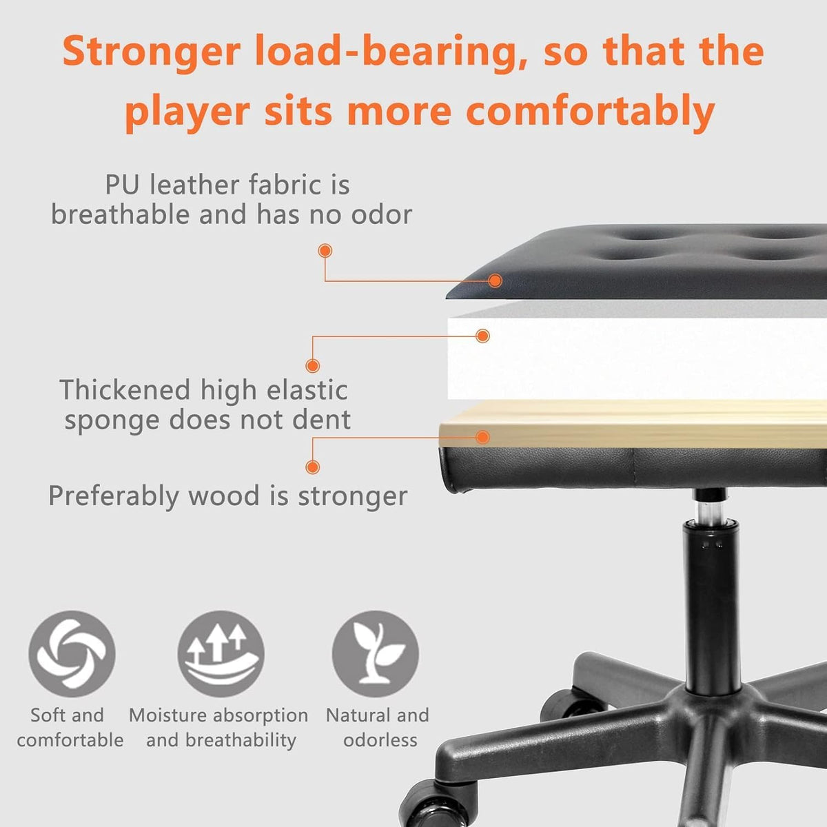 Footrest Under Desk Leg Rest Ottoman Adjustable Height Foot Stool (Black)