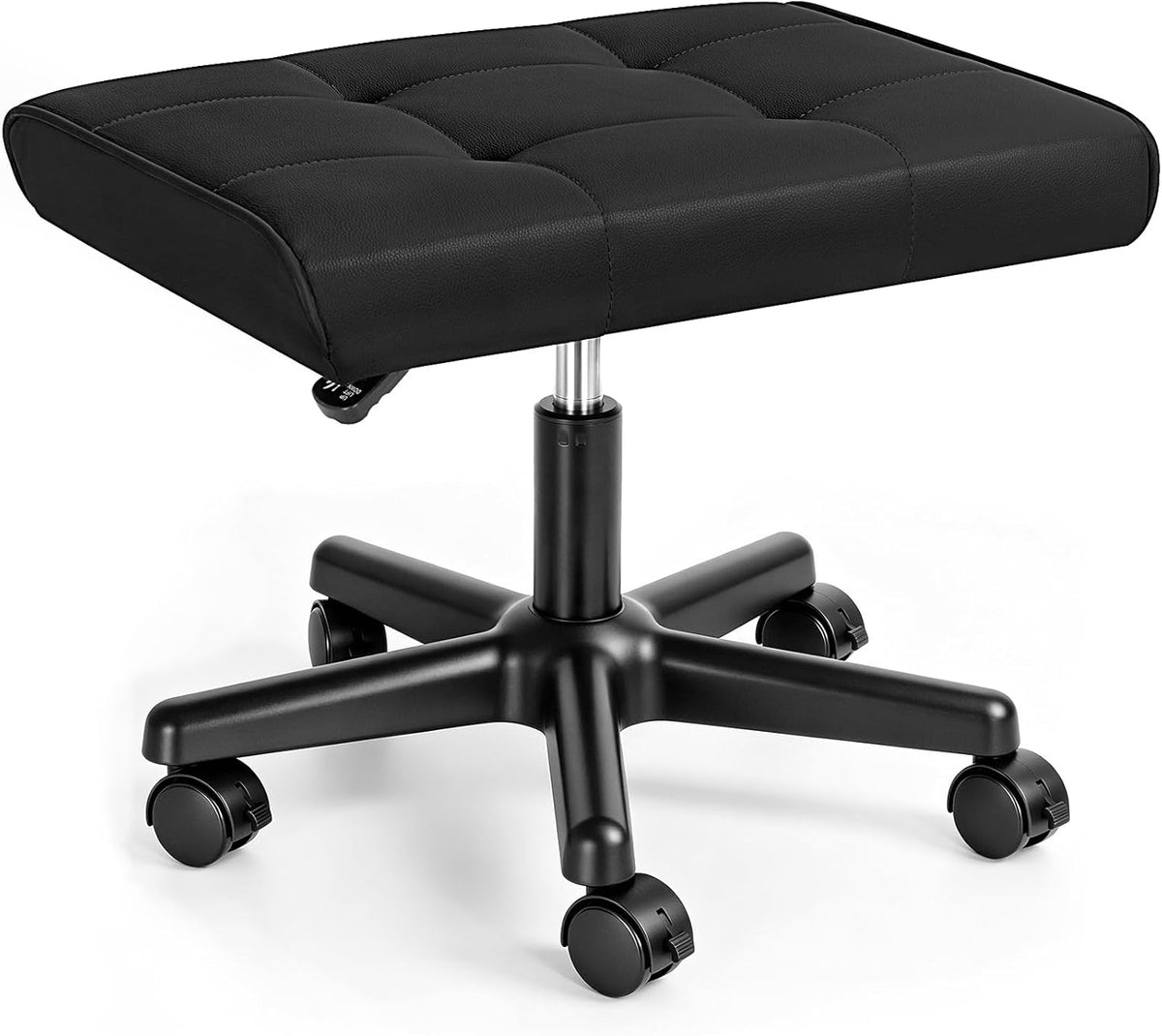 Footrest Under Desk Leg Rest Ottoman Adjustable Height Foot Stool (Black)