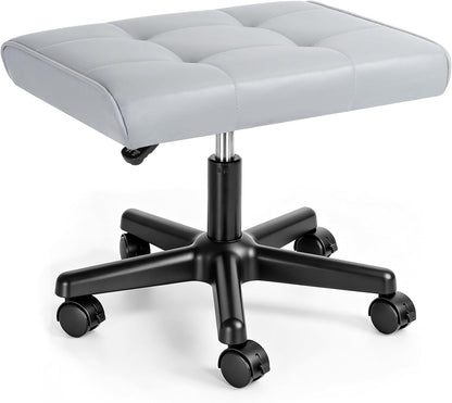 Footrest Under Desk Leg Rest Ottoman Adjustable Height Foot Stool (Black)