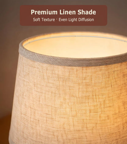 Mid Century Wood Table Lamp with Pull Chain, Bedside Lamp