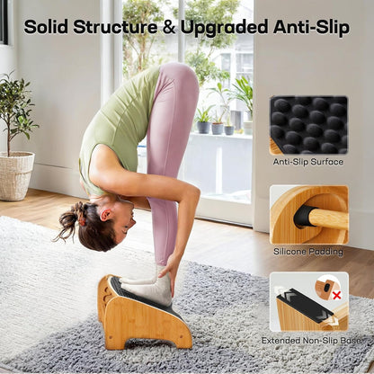 Bamboo Under Desk Footrest with 4 Heights and Massage Texture
