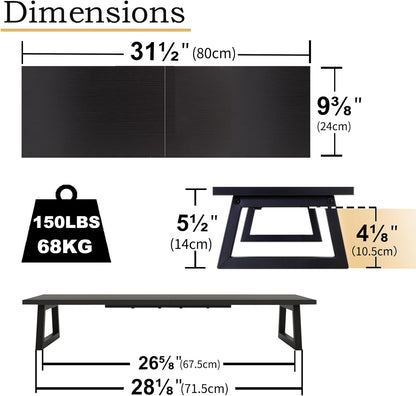 White Dual Monitor Stand Riser, 31.5 inch Long Stand, Desk Organizer