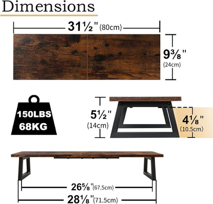 White Dual Monitor Stand Riser, 31.5 inch Long Stand, Desk Organizer