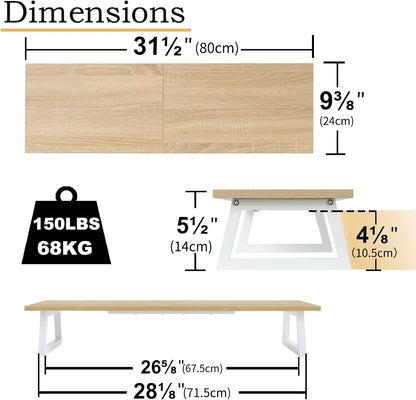 White Dual Monitor Stand Riser, 31.5 inch Long Stand, Desk Organizer