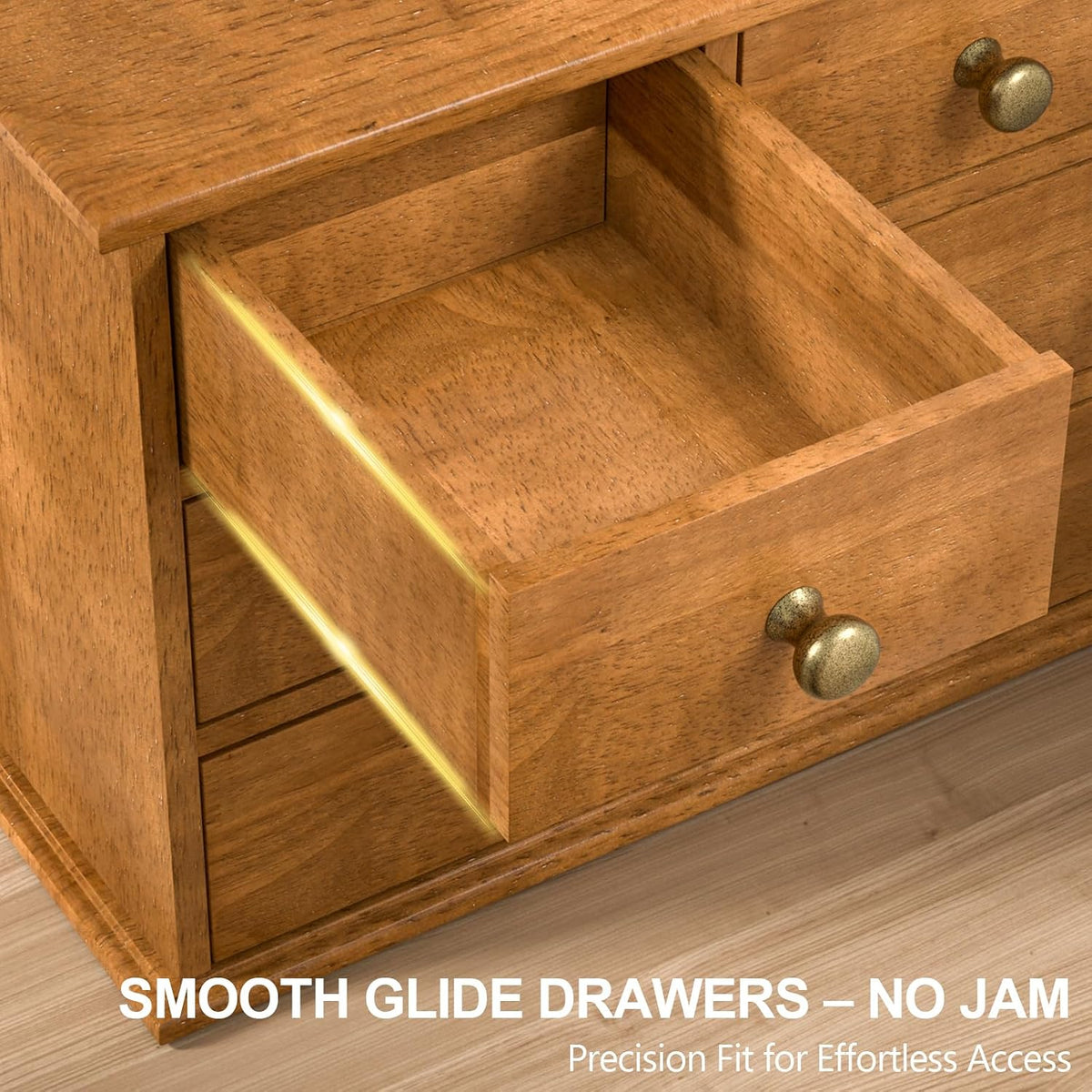 Oak Desk Organizer with Drawers, Durable Wooden Desktop Storage Box