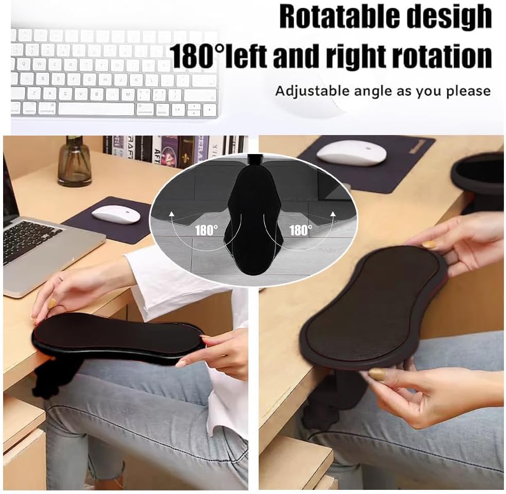 Arm Rest Support for Desk,180° Rotating Adjustable Computer Desk Armrest Extender,Desk Arm Wrist Rest Shelf Ergonomic Fatigue Relief Arm Rest