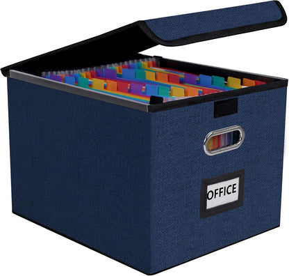 File Organizer Box with 25-Pocket Accordion Folder, File Folder & Protective Lid - Document Storage for Home, Office, School, Dark Grey
