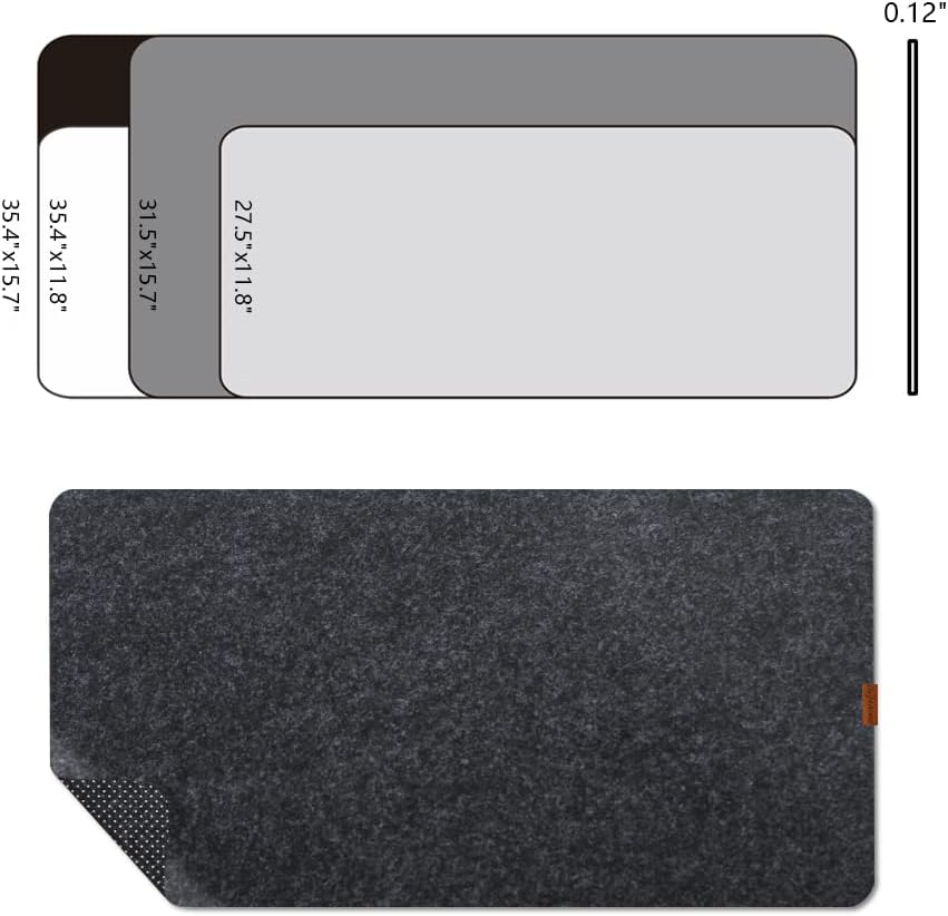 Felt Desk Mat,Non-Slip Mouse Pad, 27.5"x11.8" Office Supplies Desk Protector, Desk Accessories for Home and Office (Black)