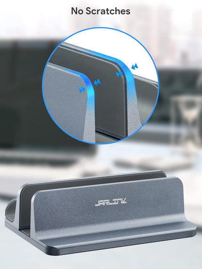 2-in-1 Vertical Laptop Stand, Adjustable Aluminum Desk Dock, Silver