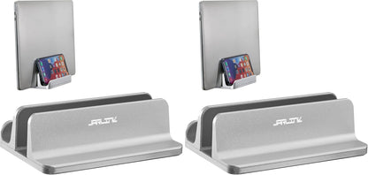 2-in-1 Vertical Laptop Stand, Adjustable Aluminum Desk Dock, Silver