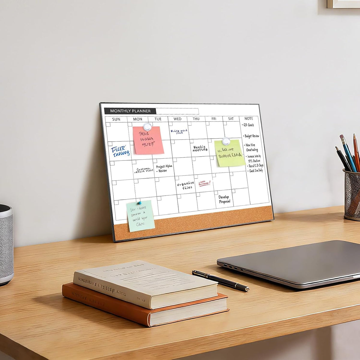 Dry Erase Calendar with Cork Board for Wall