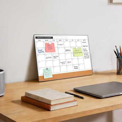Dry Erase Calendar with Cork Board for Wall