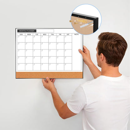 Dry Erase Calendar with Cork Board for Wall