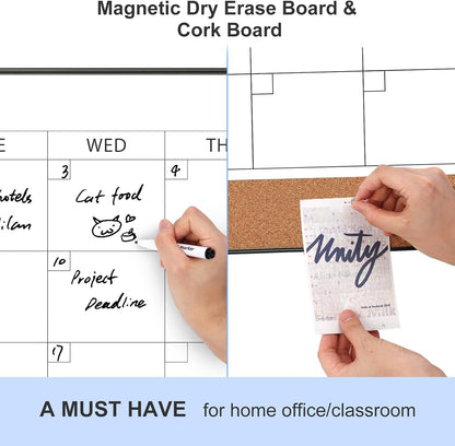 Dry Erase Calendar with Cork Board for Wall