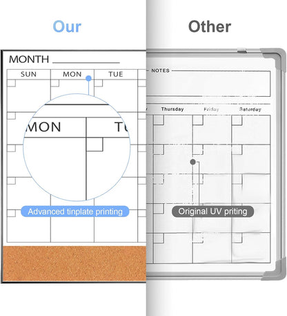 Dry Erase Calendar with Cork Board for Wall