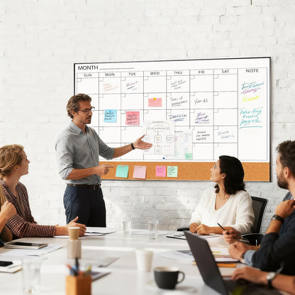 Dry Erase Calendar with Cork Board for Wall