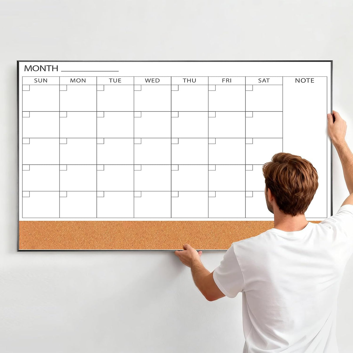 Dry Erase Calendar with Cork Board for Wall