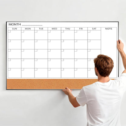 Dry Erase Calendar with Cork Board for Wall