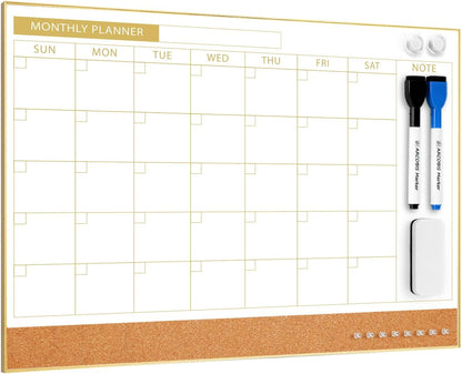 Dry Erase Calendar with Cork Board for Wall