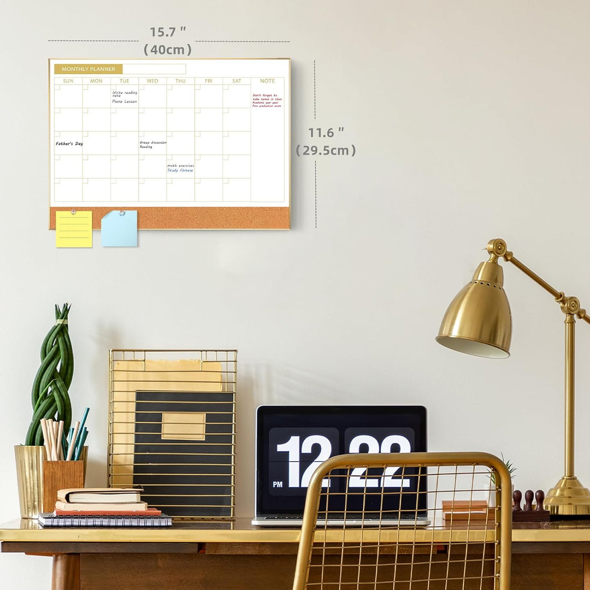 Dry Erase Calendar with Cork Board for Wall