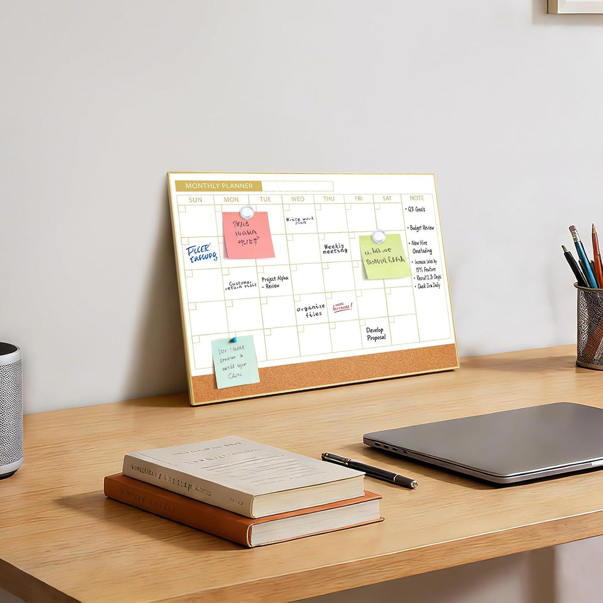 Dry Erase Calendar with Cork Board for Wall