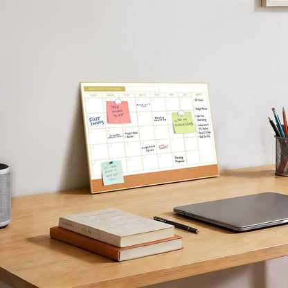 Dry Erase Calendar with Cork Board for Wall