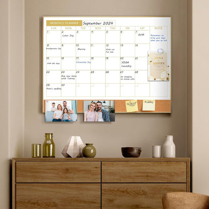 Dry Erase Calendar with Cork Board for Wall