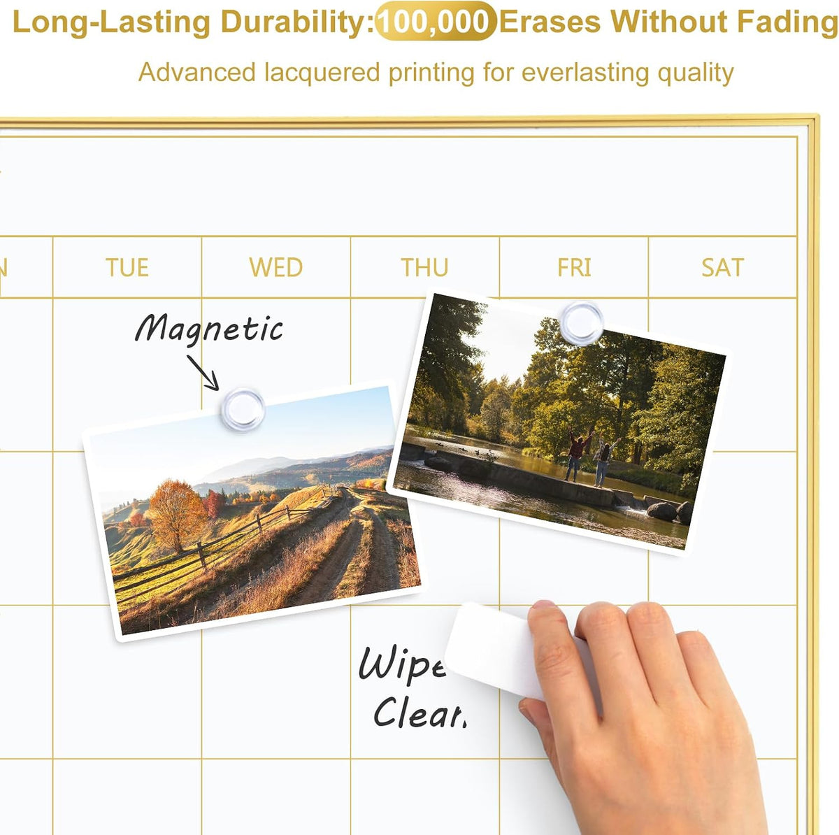 Dry Erase Calendar with Cork Board for Wall