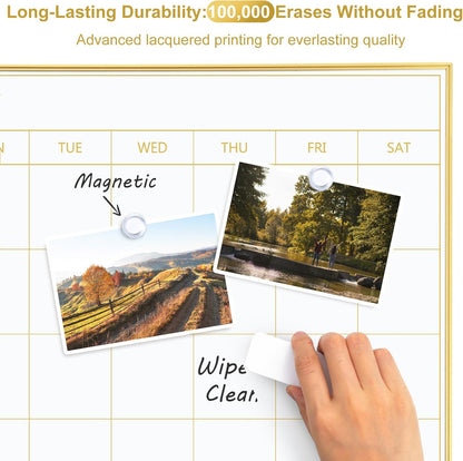Dry Erase Calendar with Cork Board for Wall