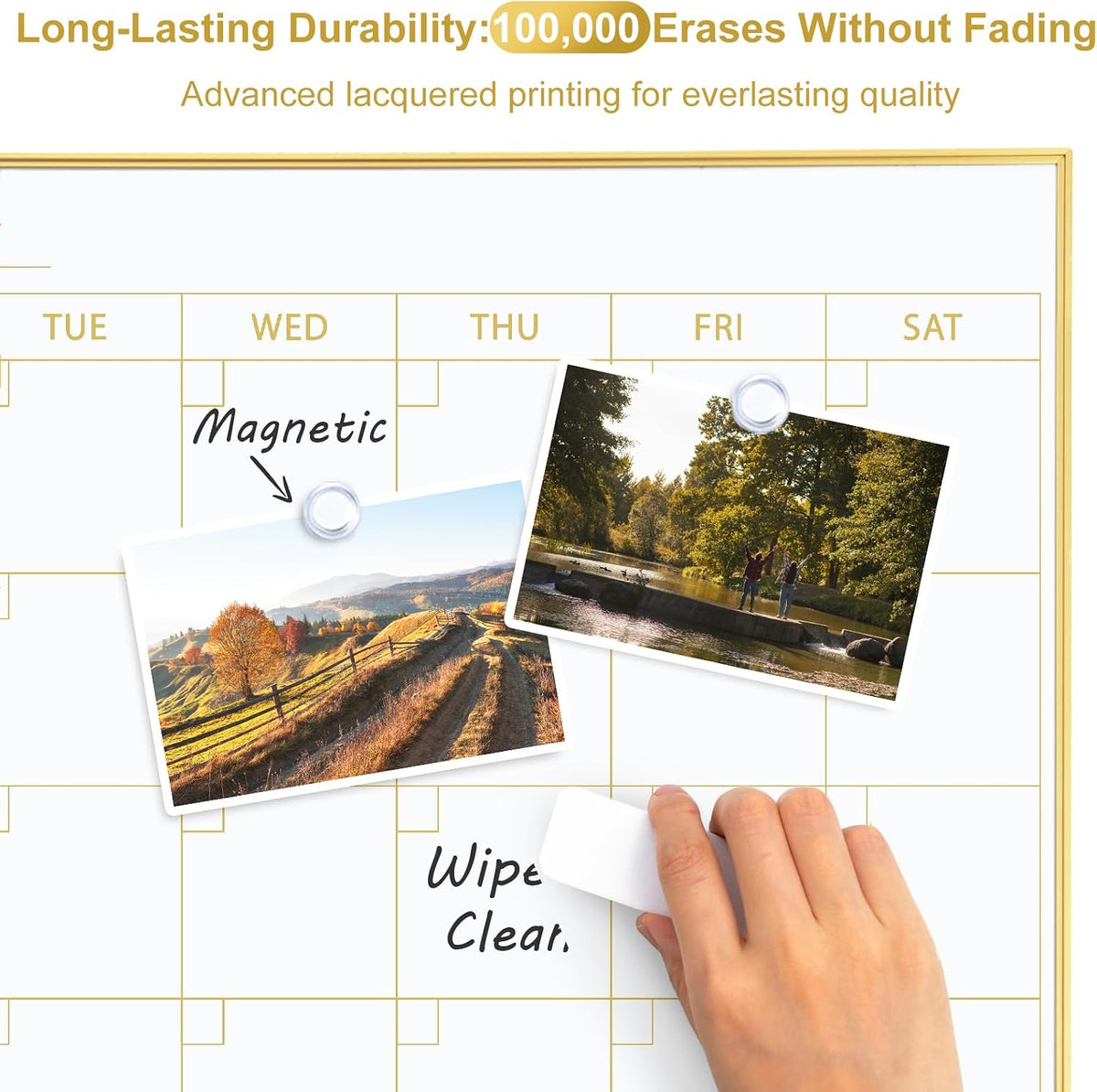 Dry Erase Calendar with Cork Board for Wall
