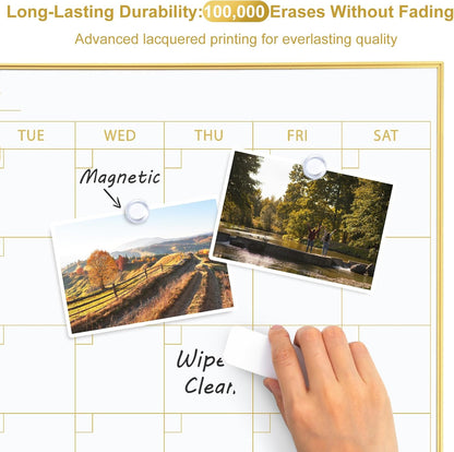 Dry Erase Calendar with Cork Board for Wall