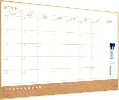 Dry Erase Calendar with Cork Board for Wall