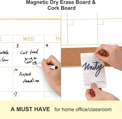Dry Erase Calendar with Cork Board for Wall
