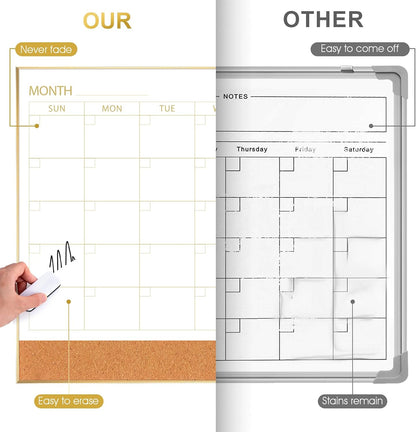 Dry Erase Calendar with Cork Board for Wall