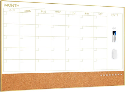 Dry Erase Calendar with Cork Board for Wall