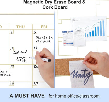 Dry Erase Calendar with Cork Board for Wall