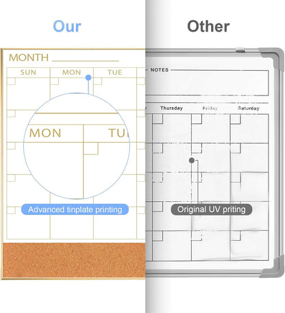Dry Erase Calendar with Cork Board for Wall