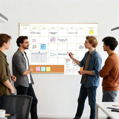 Dry Erase Calendar with Cork Board for Wall