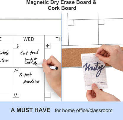 Dry Erase Calendar with Cork Board for Wall