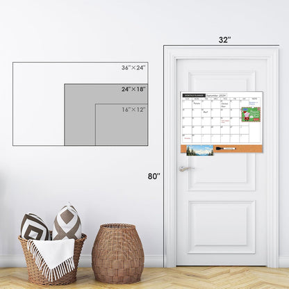 Dry Erase Calendar with Cork Board for Wall