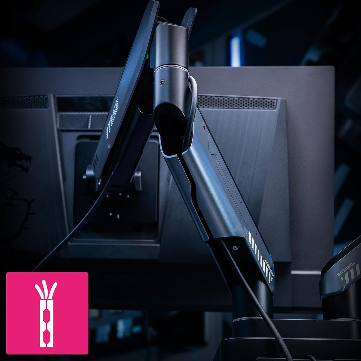 MAG MT101DG - Gas Spring Dual Monitor Stand Arm, Supports 17-32" and 22 lbs, VESA Compatible, Adjustable Gas Spring Mount, Clamp & Grommet, Quick Release Plate – Black