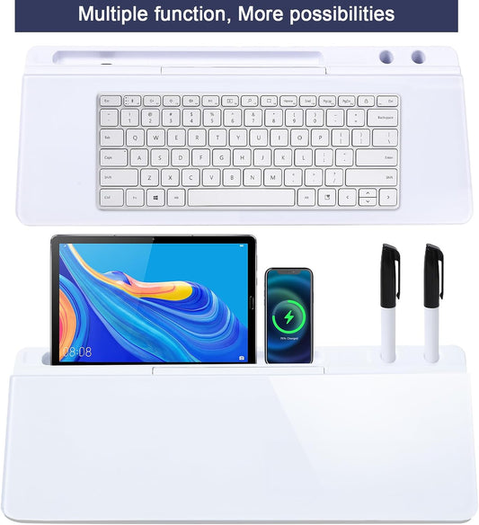 Desk Whiteboard with Storage,Desktop Glass Dry Erase White Board Organizers Supplies with Accessories for Office, Home, School Essentials (White)