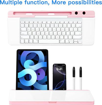 Desk Whiteboard with Storage,Desktop Glass Dry Erase White Board Organizers Supplies with Accessories for Office, Home, School Essentials (White)