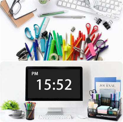 Desk Organizers Caddy and Accessories with 7 Compartments + Pen Holder / 72 Clips Set, Drawer, Black Mesh Office Supplies Desktop Organizer for Home, Office Ect
