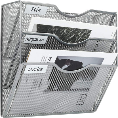 Mass Hanging Wall File Holder Mail Organizer Wall Mount Document Letter Rack, 5-Tier, White