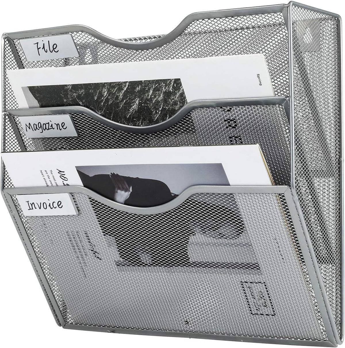 Mass Hanging Wall File Holder Mail Organizer Wall Mount Document Letter Rack, 5-Tier, White
